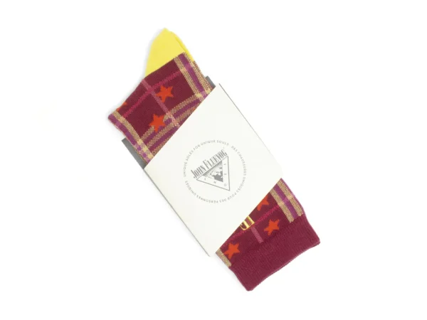 Accessories^Fluevog Shoes Ebi Vog Socks | Plaid And Stars Sock Burgundy