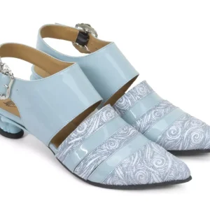 Women's^Fluevog Shoes Ellychnia | Strappy Slingback Heel Blue