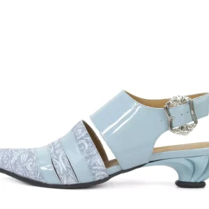 Women's^Fluevog Shoes Ellychnia | Strappy Slingback Heel Blue