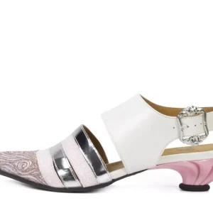 Women's^Fluevog Shoes Ellychnia | Strappy Slingback Heel Pink/Silver
