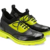 Women's^Fluevog Shoes Felix | Wingtip Brogue With Neoprene Black/Lime