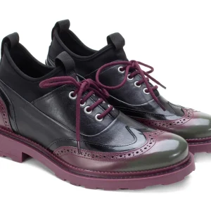 Men's^Fluevog Shoes Felix | Wingtip Brogue With Neoprene Black/Purple