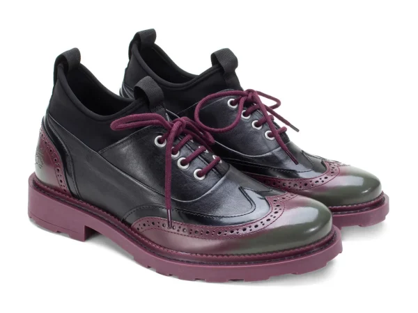 Men's^Fluevog Shoes Felix | Wingtip Brogue With Neoprene Black/Purple