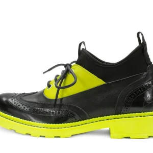 Men's^Fluevog Shoes Felix | Wingtip Brogue With Neoprene Black/Lime