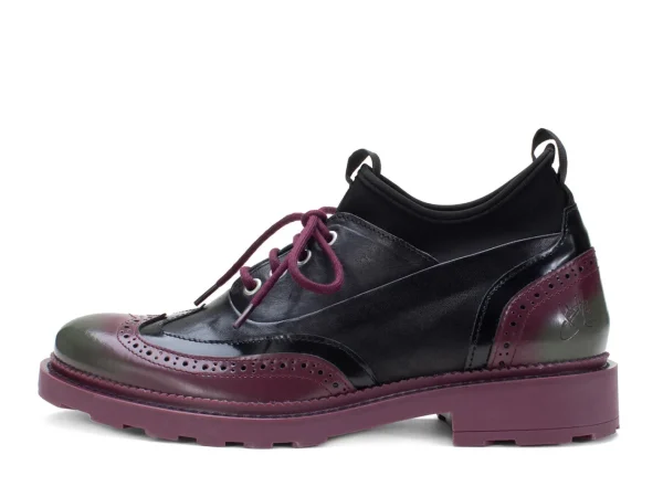 Women's^Fluevog Shoes Felix | Wingtip Brogue With Neoprene Black/Purple