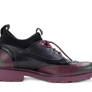 Men's^Fluevog Shoes Felix | Wingtip Brogue With Neoprene Black/Purple