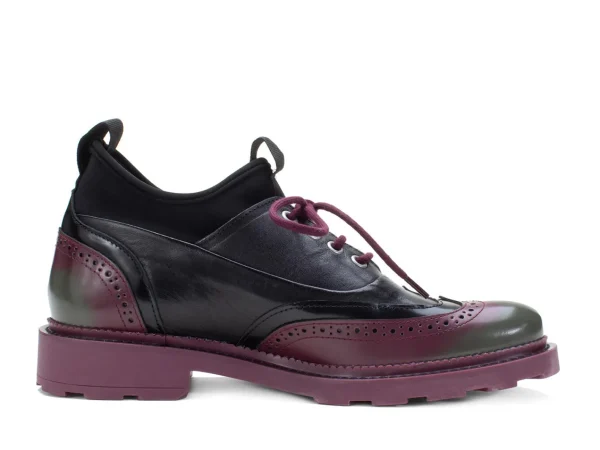 Men's^Fluevog Shoes Felix | Wingtip Brogue With Neoprene Black/Purple