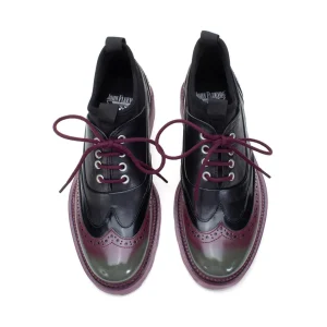 Women's^Fluevog Shoes Felix | Wingtip Brogue With Neoprene Black/Purple