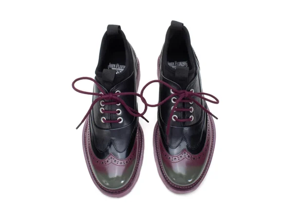 Men's^Fluevog Shoes Felix | Wingtip Brogue With Neoprene Black/Purple