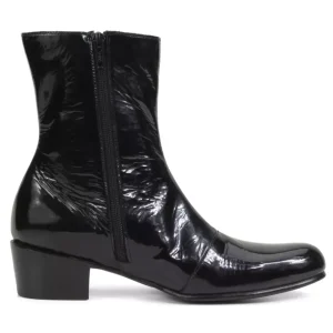 Men's^Fluevog Shoes Finn | Zip-Up Leather Boot Black