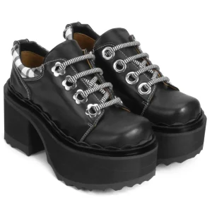 Women's^Fluevog Shoes Fizzy | Flowery Platform Shoe Black/White
