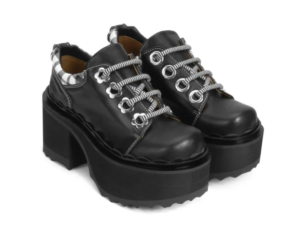 Women's^Fluevog Shoes Fizzy | Flowery Platform Shoe Black/White