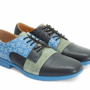 Men's^Fluevog Shoes Fuller | Colourblock Lace-Up Shoe Blue/Green/Black