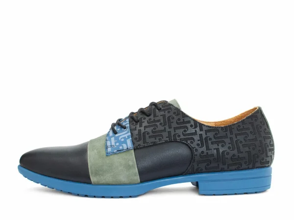Men's^Fluevog Shoes Fuller | Colourblock Lace-Up Shoe Blue/Green/Black