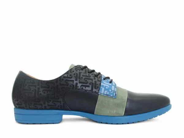Men's^Fluevog Shoes Fuller | Colourblock Lace-Up Shoe Blue/Green/Black