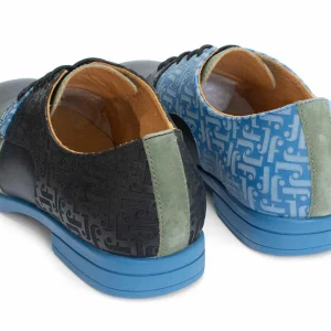 Men's^Fluevog Shoes Fuller | Colourblock Lace-Up Shoe Blue/Green/Black