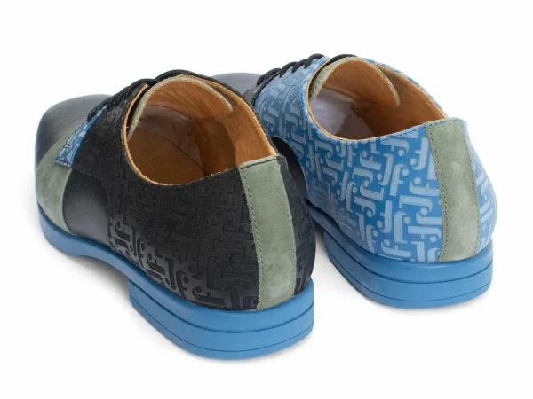 Men's^Fluevog Shoes Fuller | Colourblock Lace-Up Shoe Blue/Green/Black