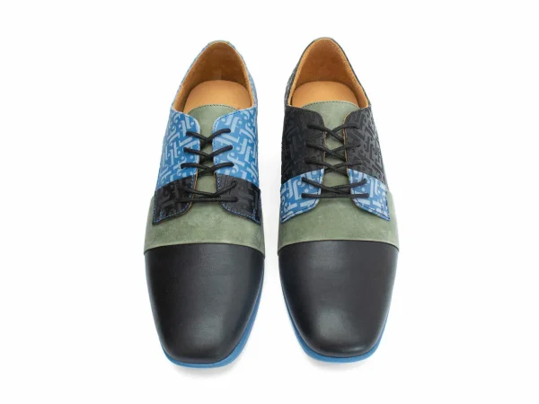 Men's^Fluevog Shoes Fuller | Colourblock Lace-Up Shoe Blue/Green/Black