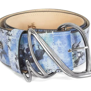 Women's^Fluevog Shoes Gawain Belt | Wide Waist Belt Blue Graffiti
