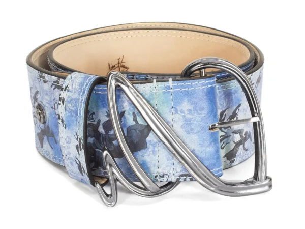 Accessories^Fluevog Shoes Gawain Belt | Wide Waist Belt Blue Graffiti