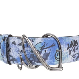 Women's^Fluevog Shoes Gawain Belt | Wide Waist Belt Blue Graffiti