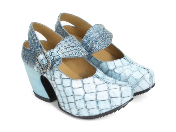 Women's^Fluevog Shoes Generator | Platform Slingback Heel Blue Croc