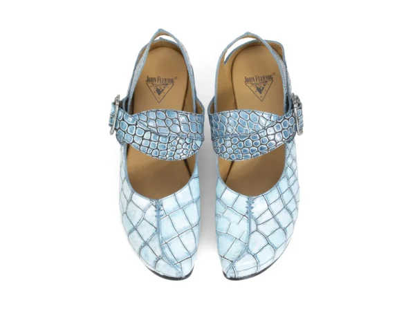 Women's^Fluevog Shoes Generator | Platform Slingback Heel Blue Croc