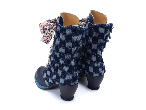 Women's^Fluevog Shoes Gladstone | Mid-Calf Lace-Up Boot Blue Denim