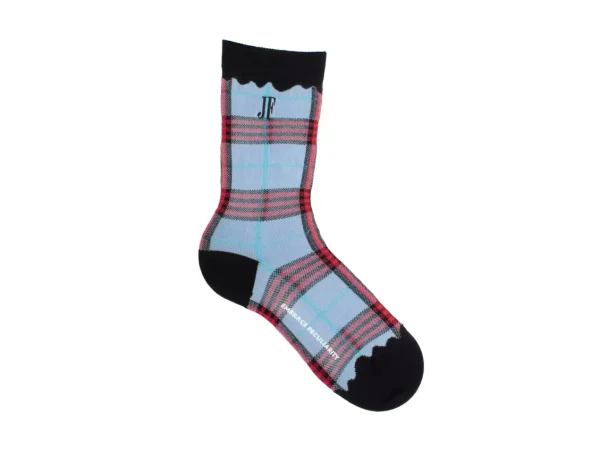Accessories^Fluevog Shoes Hazel Vog Socks | Knit Plaid Sock Light Blue