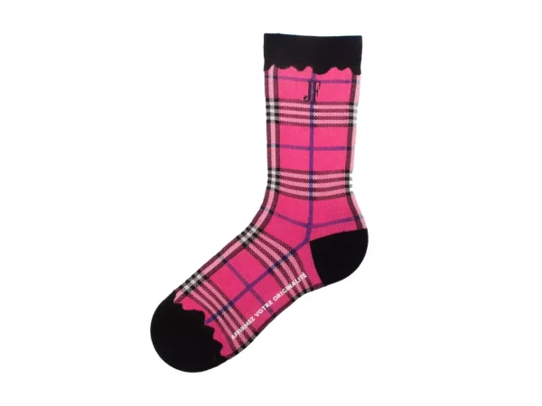 Accessories^Fluevog Shoes Hazel Vog Socks | Knit Plaid Sock Pink