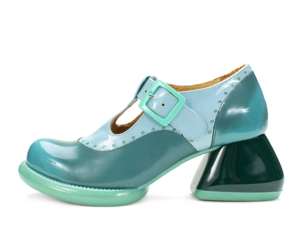 Women's^Fluevog Shoes Hockney | T-Strap Leather Shoes Turquoise