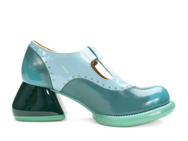 Women's^Fluevog Shoes Hockney | T-Strap Leather Shoes Turquoise
