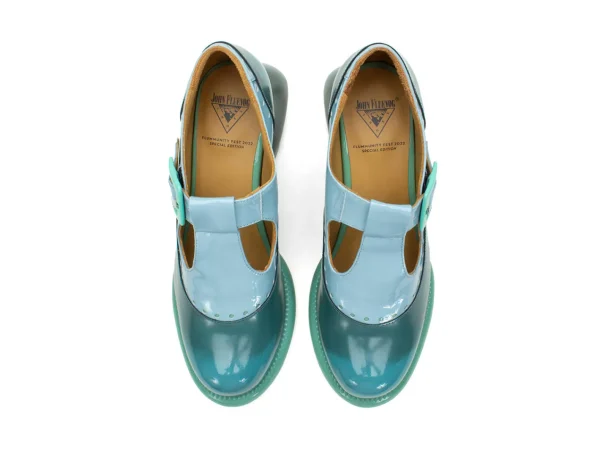 Women's^Fluevog Shoes Hockney | T-Strap Leather Shoes Turquoise