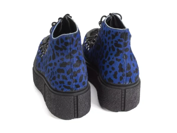 Men's^Fluevog Shoes Hooke | Lace-Up Platform Hiker Boot Blue Cheetah