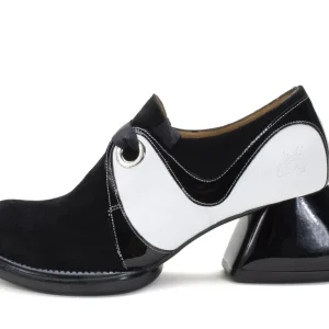 Women's^Fluevog Shoes Jasper | Swirly Shoe With Ribbon Laces Black/White
