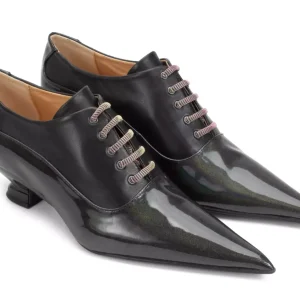 Women's^Fluevog Shoes Jenne | Elegant Lace-Up Heel Black Metallic