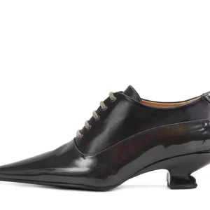 Women's^Fluevog Shoes Jenne | Elegant Lace-Up Heel Black Metallic