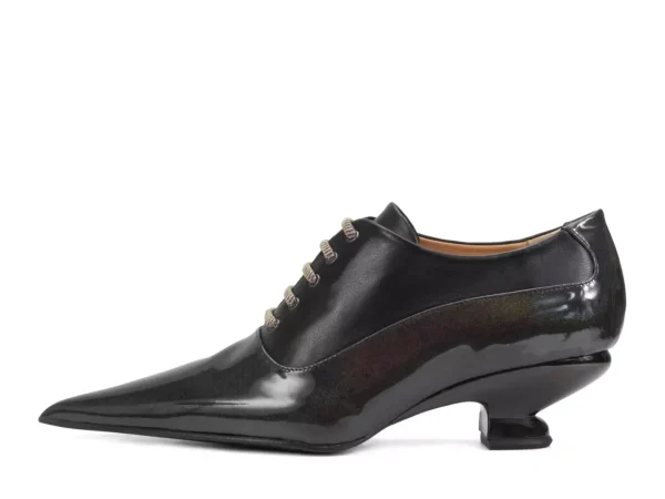 Women's^Fluevog Shoes Jenne | Elegant Lace-Up Heel Black Metallic