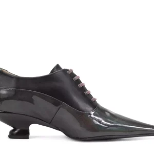 Women's^Fluevog Shoes Jenne | Elegant Lace-Up Heel Black Metallic