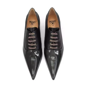 Women's^Fluevog Shoes Jenne | Elegant Lace-Up Heel Black Metallic