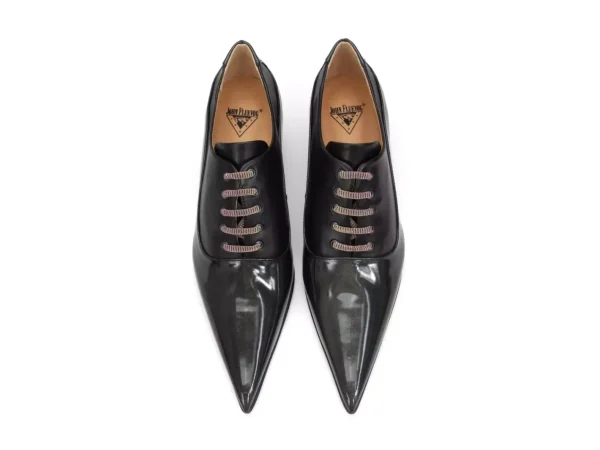 Women's^Fluevog Shoes Jenne | Elegant Lace-Up Heel Black Metallic