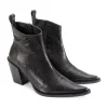 Women's^Fluevog Shoes Joan | Asymmetrical Ankle Boot Black Emboss