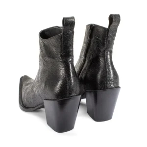 Women's^Fluevog Shoes Joan | Asymmetrical Ankle Boot Black Emboss