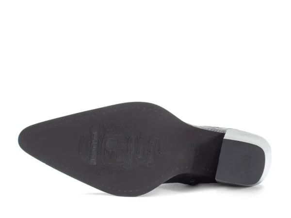 Women's^Fluevog Shoes Joan | Asymmetrical Ankle Boot Black Emboss