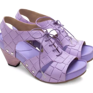 Women's^Fluevog Shoes Joni | Lace-Up Slingback Sandal Purple Weave