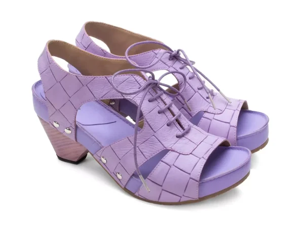 Women's^Fluevog Shoes Joni | Lace-Up Slingback Sandal Purple Weave