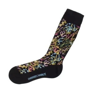 Accessories^Fluevog Shoes Juniper Vog Socks | Abstract Knit Sock Black/Multi