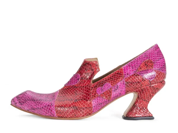 Women's^Fluevog Shoes Kaija | Loafer Heel With Hearts Pink/Red