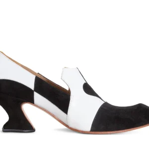 Women's^Fluevog Shoes Kaija | Loafer Heel With Hearts Black/Bone