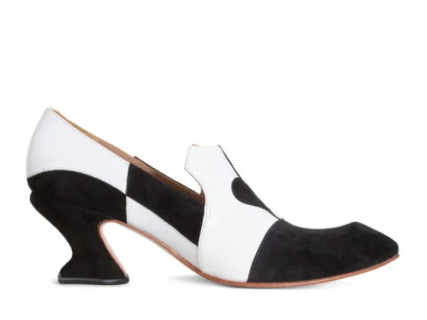 Women's^Fluevog Shoes Kaija | Loafer Heel With Hearts Black/Bone